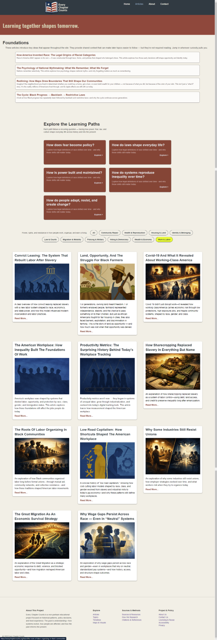 Every Chapter Counts articles page screenshot